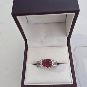 Radiant Red and Silver Ring with Striking Gemstone